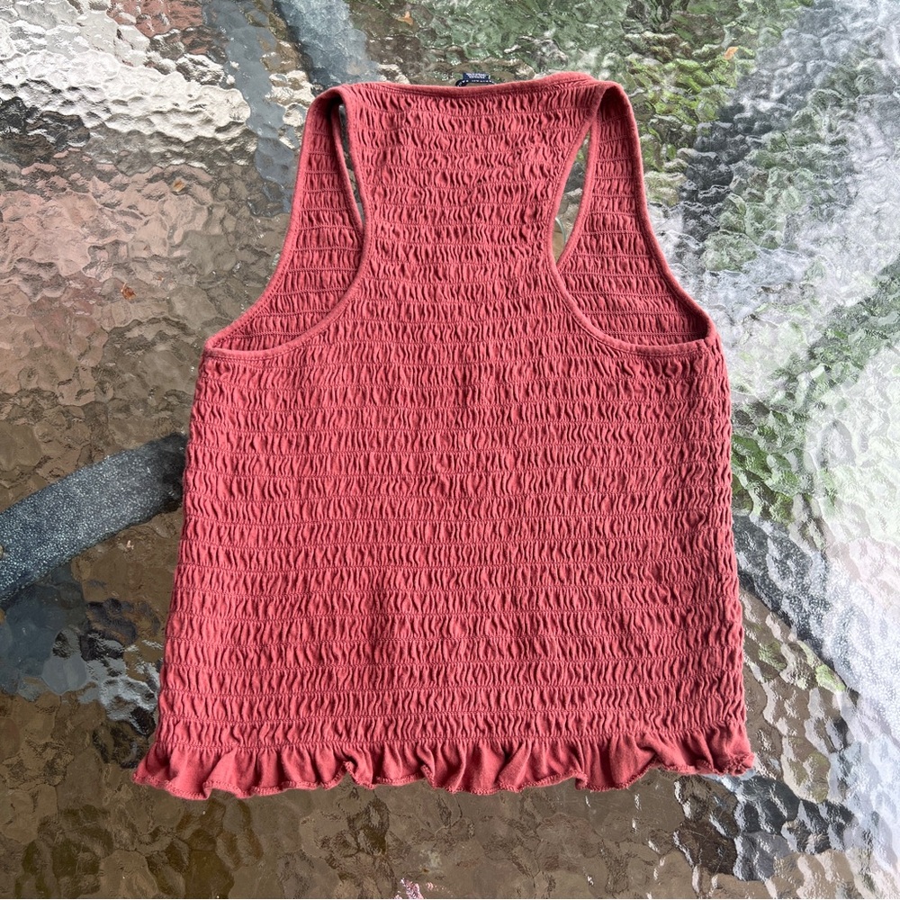 American Eagle Elastic Ruching Razorback Tank Top F7 - Picture 2 of 5